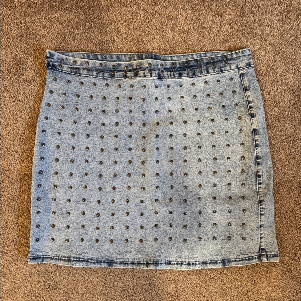 Studded Denim Skirt